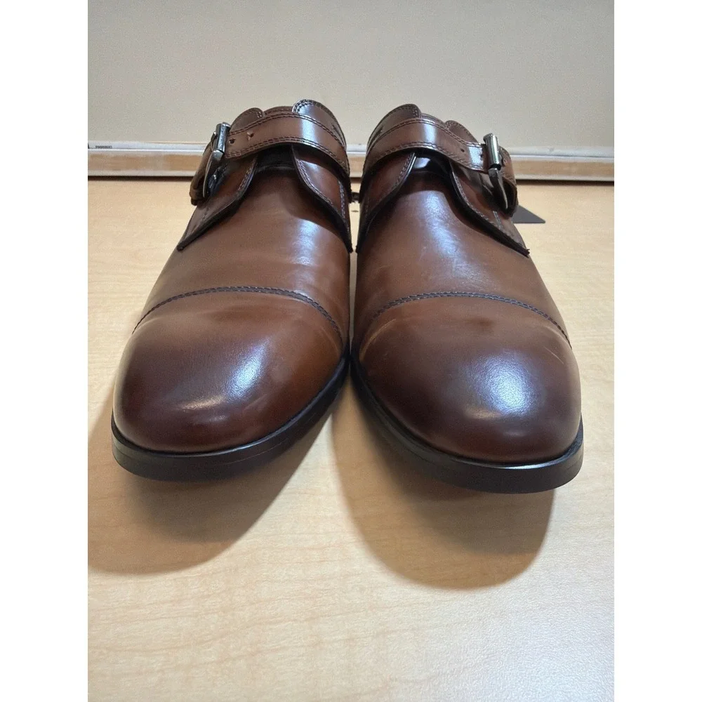 Steve Madden Covet Brown Leather Monk Strap Cap Toe Dress Shoes Mens 10 COVE02M1
